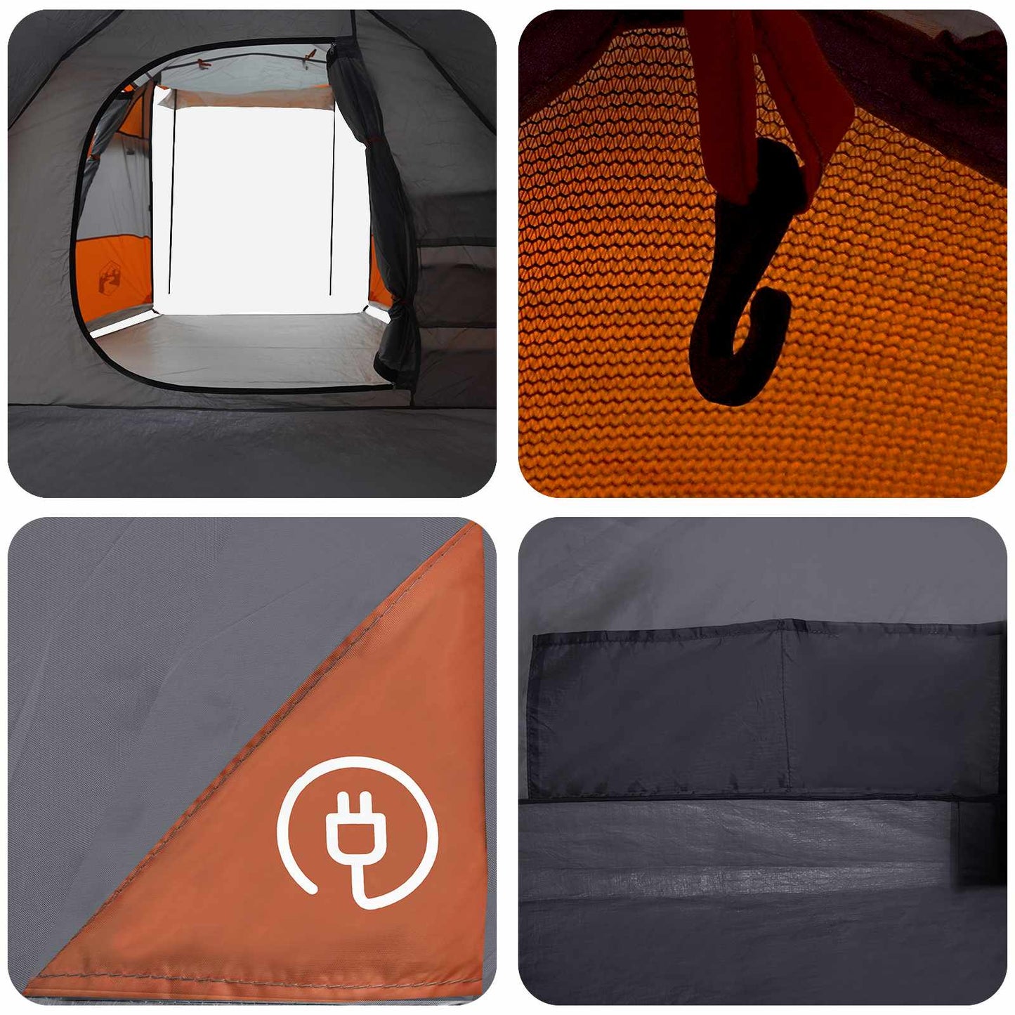 Tunnel Tent Grey and Orange 390 x 215 x 152 cm
