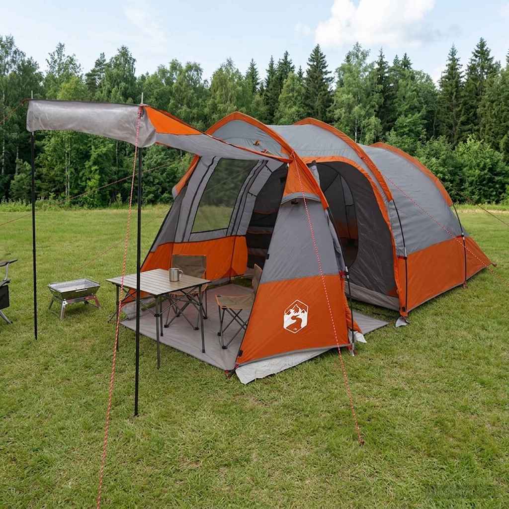 Tunnel Tent Grey and Orange 390 x 215 x 152 cm