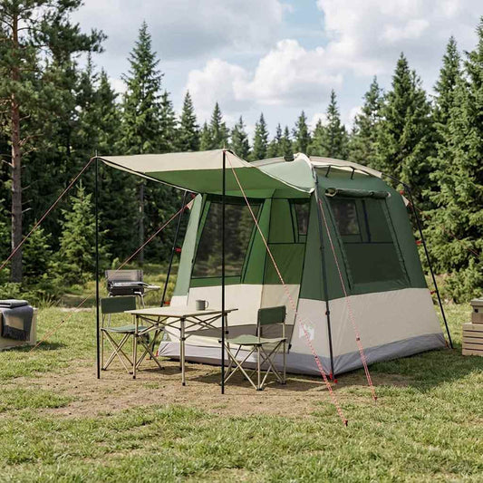 Party Tent 4-Person Green 185T Polyester with PU Coating