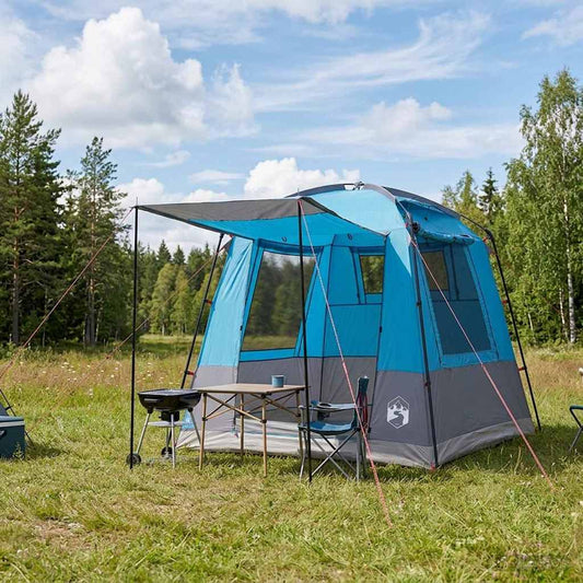 Party Tent 4-Person Blue 185T Polyester with PU Coating