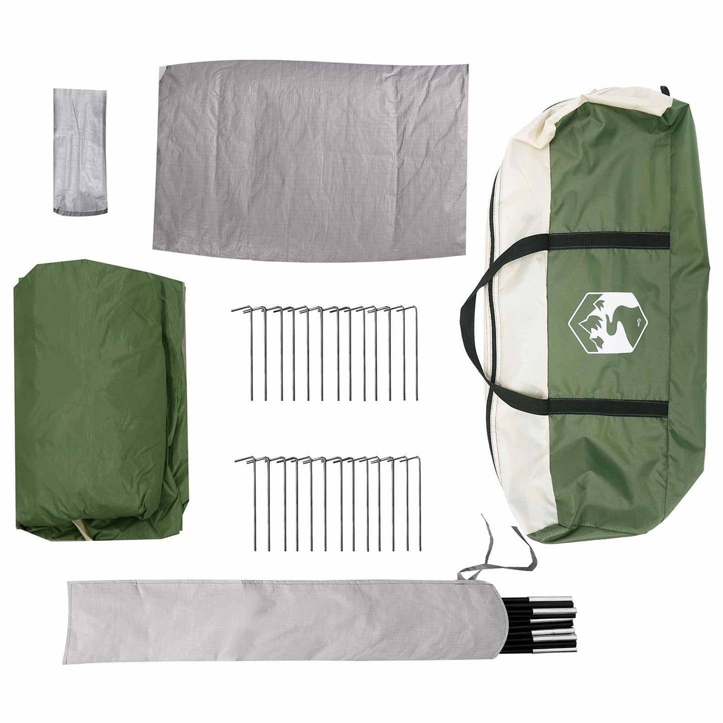 Family Tent with Rainfly Water-resistant tunnel Green 10-Person