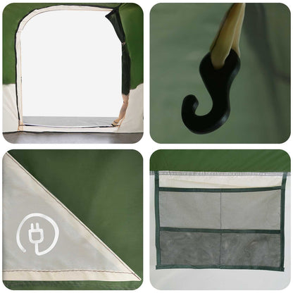 Family Tent with Rainfly Water-resistant tunnel Green 10-Person