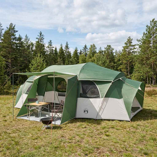 Family Tent with Rainfly Water-resistant 10-Person Green