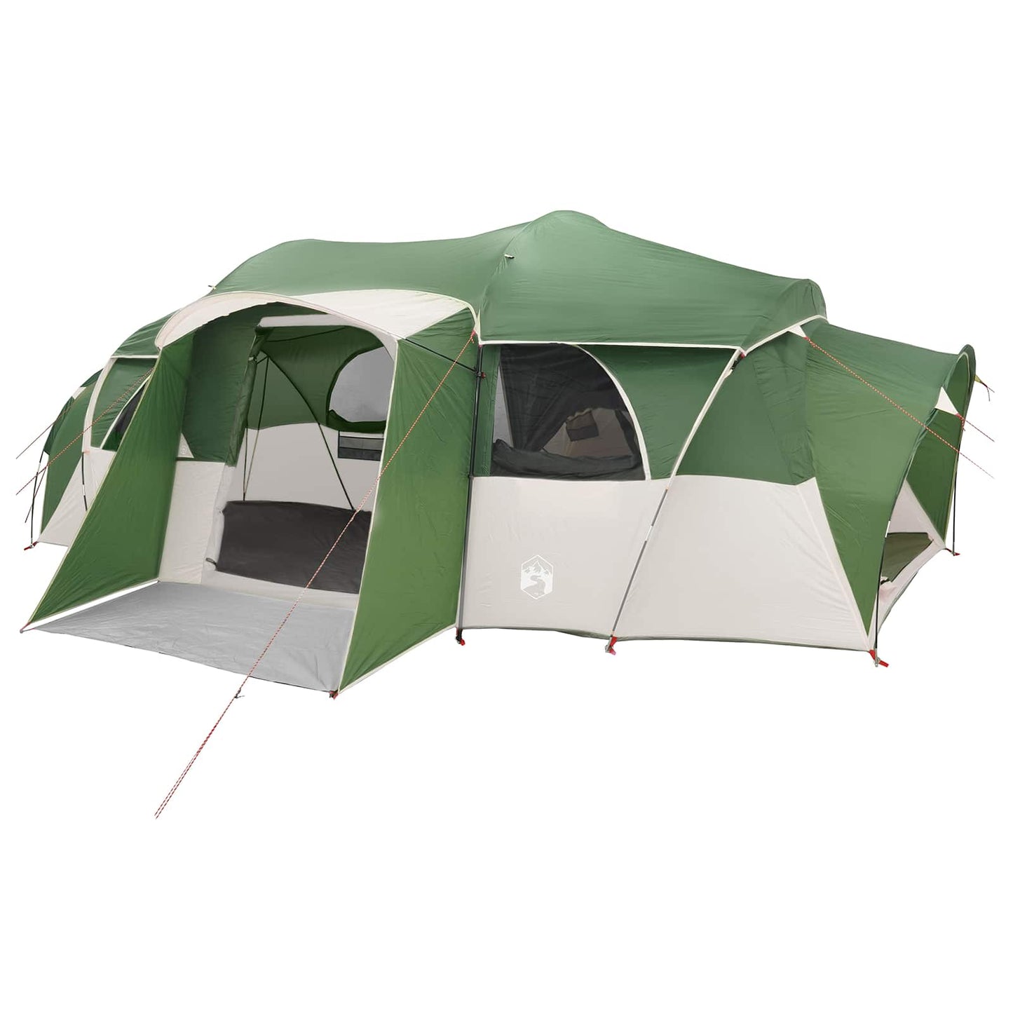 Family Tent with Rainfly Water-resistant tunnel Green 10-Person