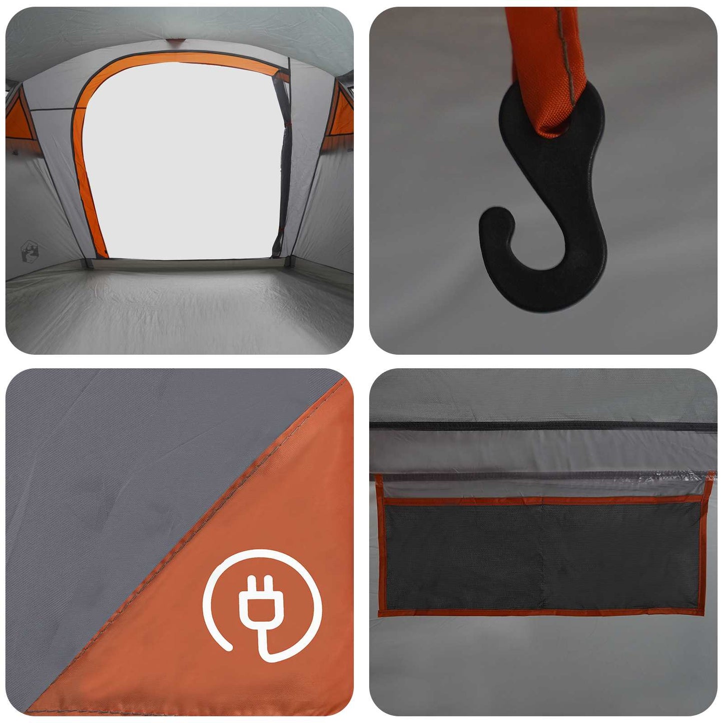 Tunnel Tent 505 x 330 x 204 cm Grey and Orange