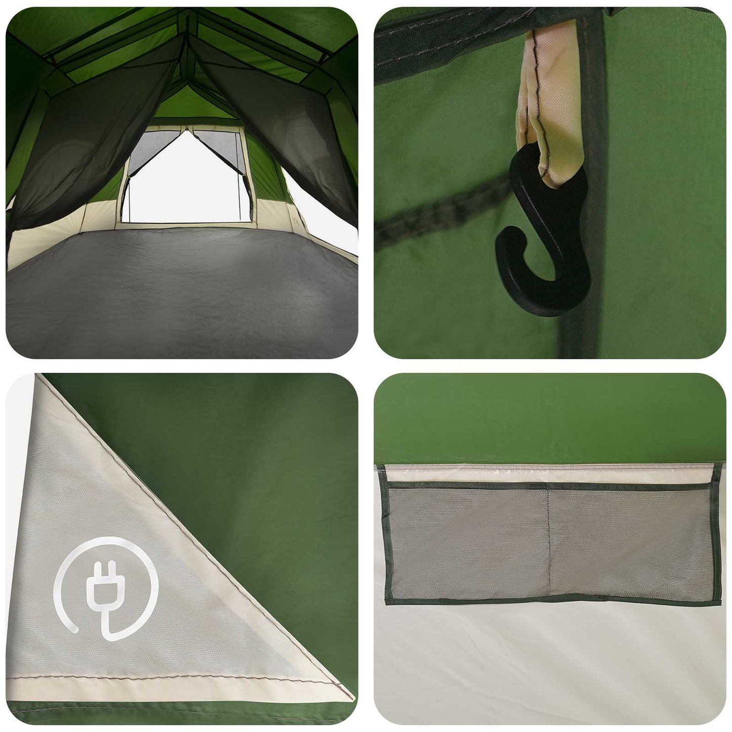 Instant Tent 8-Person Green 185T Polyester with PU Coating