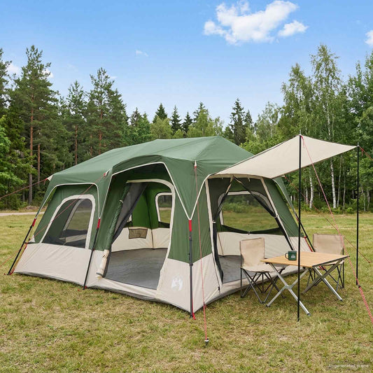 Instant Tent 8-Person Green 185T Polyester with PU Coating