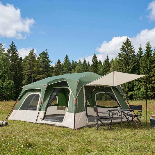 Instant Tent 10-Person Green 185T Polyester with PU Coating
