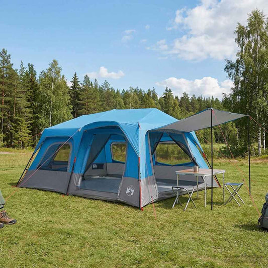 Instant Tent 10-Person Blue 185T Polyester with PU Coating