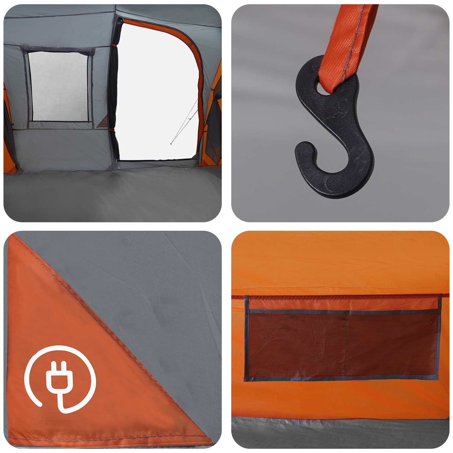 Instant Tent 524 x 232 x 192 cm Grey and Orange