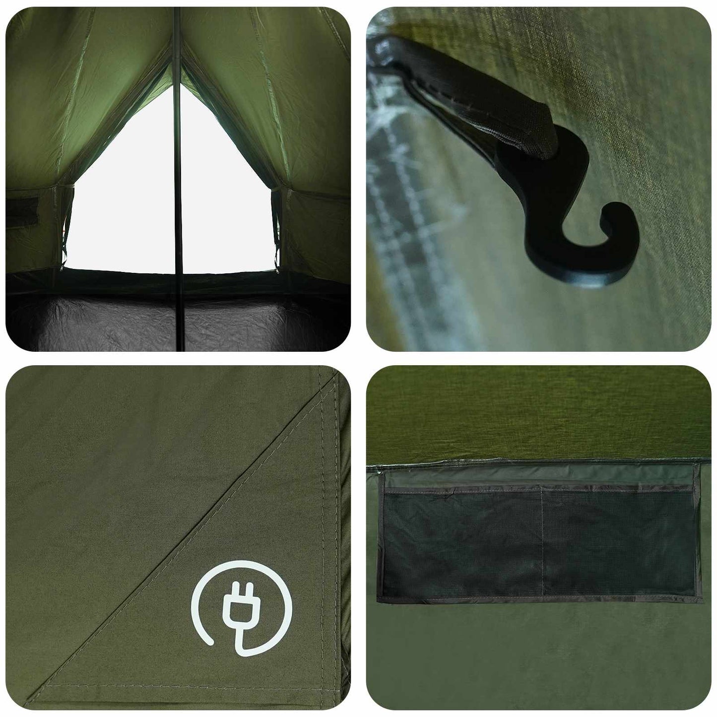 Family Tent Army Green 8-Person Polycotton