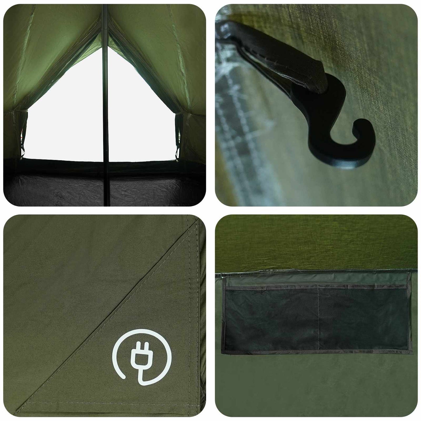 Family Tent 10-Person Army Green Polycotton