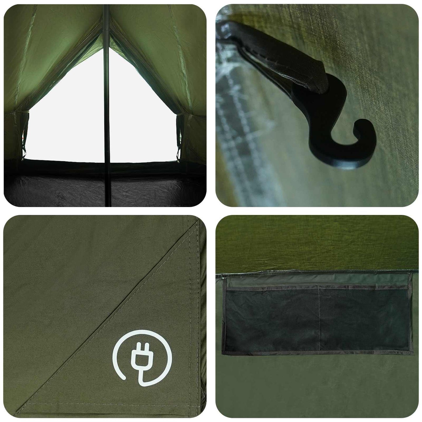 Family Tent Army Green 12-Person Polycotton