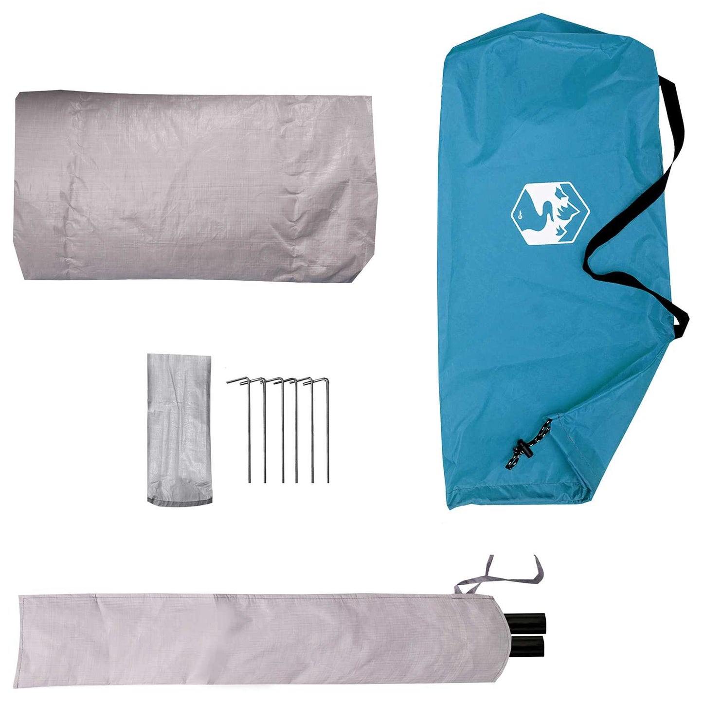 Backpacking Tent Blue 4-Person 185T Polyester with PU Coating