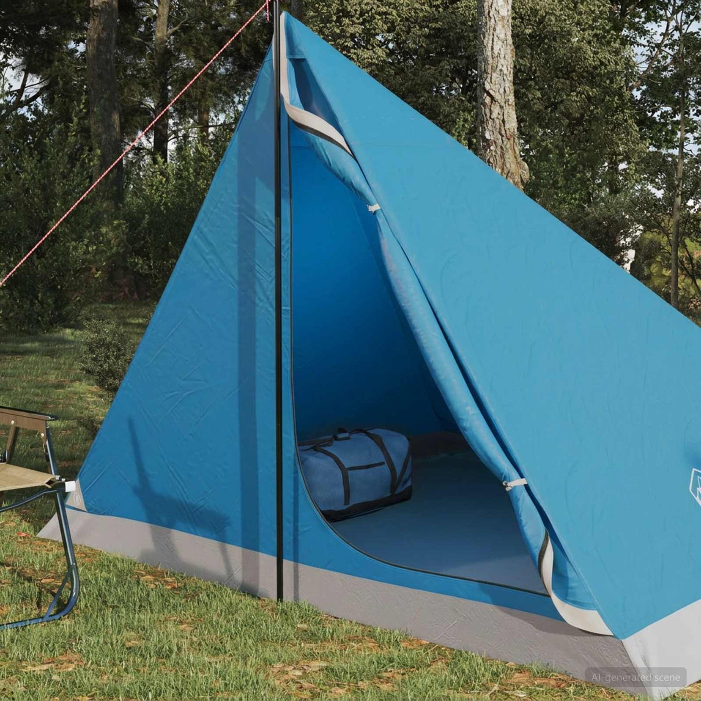 Backpacking Tent Blue 4-Person 185T Polyester with PU Coating