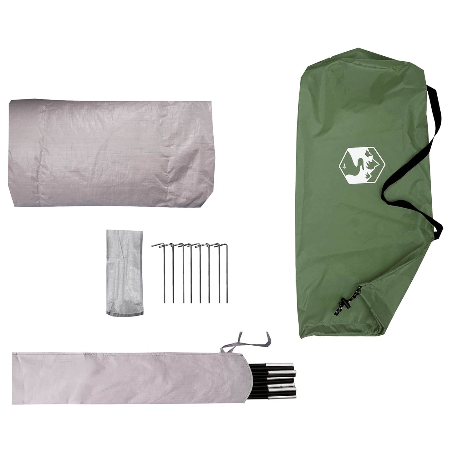 Tunnel Tent Green 4-Person 185T Polyester with PU Coating