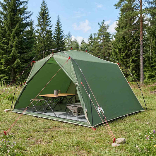 Tunnel Tent 4-Person Green 185T Polyester with PU Coating