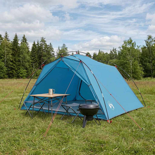 Tunnel Tent 4-Person Blue 185T Polyester with PU Coating
