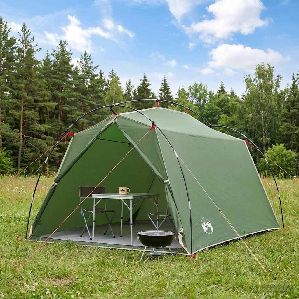 Tunnel Tent 2-Person Green 185T Polyester with PU Coating