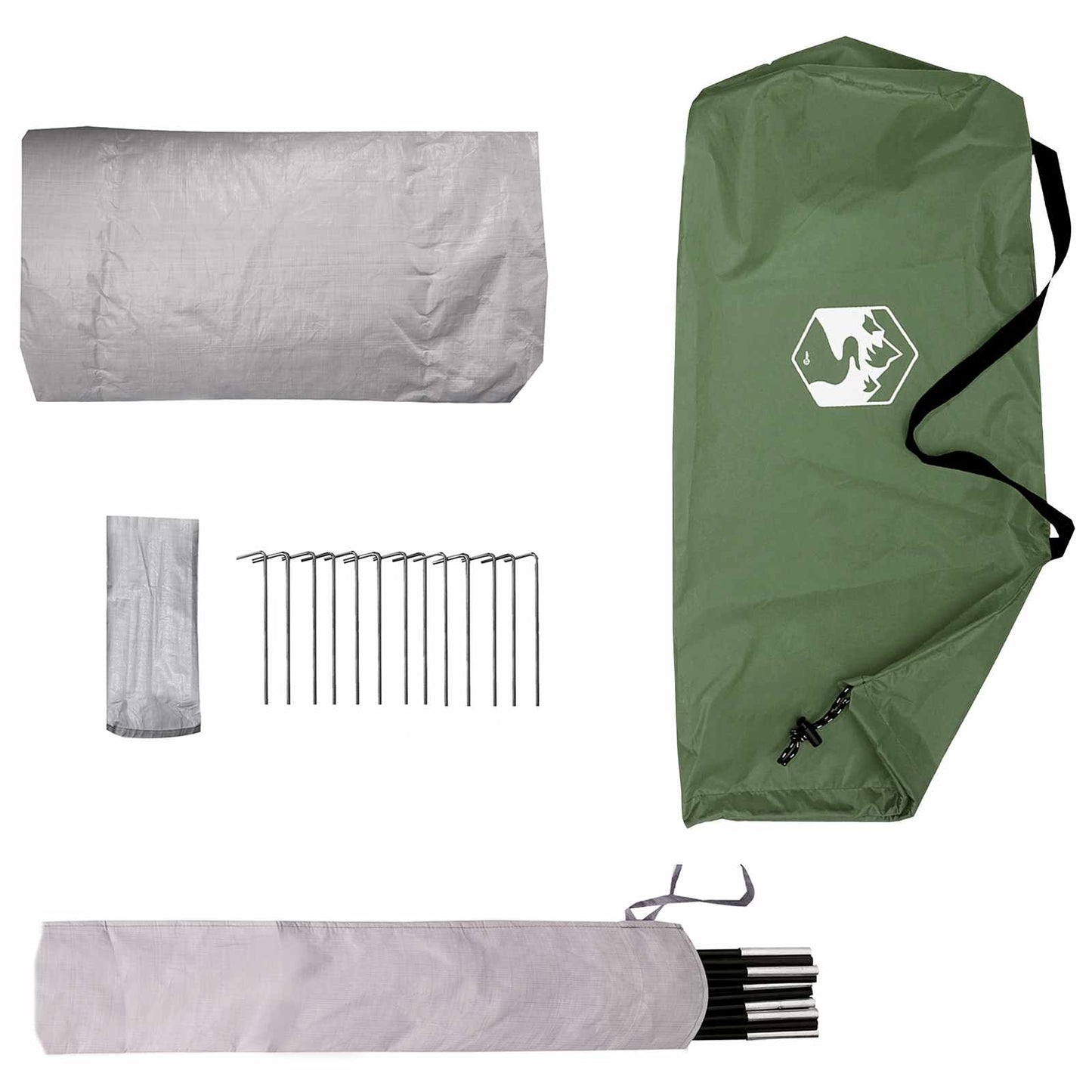 Backpacking Tent 4-Person Green 185T Polyester with PU Coating
