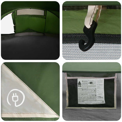 Backpacking Tent 4-Person Green 185T Polyester with PU Coating