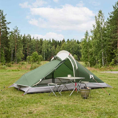 Backpacking Tent 4-Person Green 185T Polyester with PU Coating