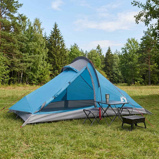 Backpacking Tent 4-Person Blue 185T Polyester with PU Coating