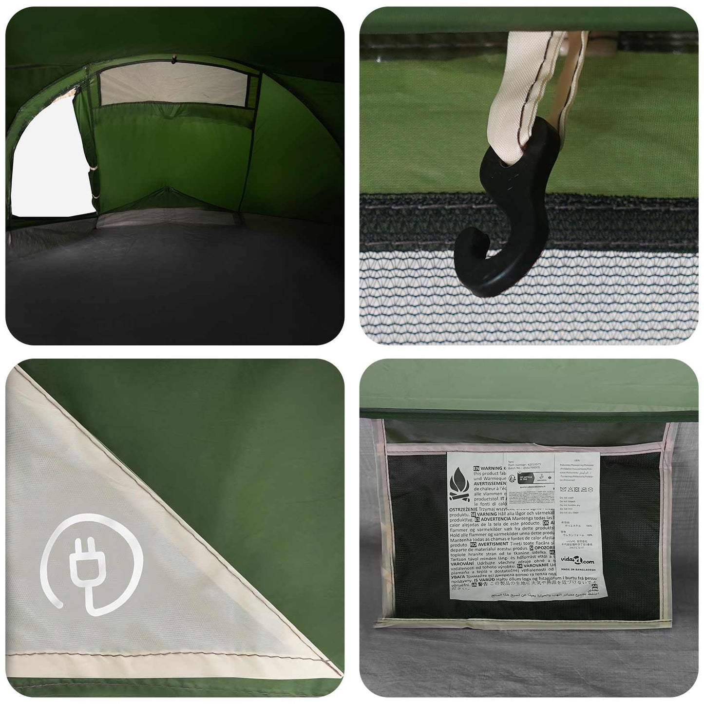 Backpacking Tent Green 2-Person 185T Polyester with PU Coating