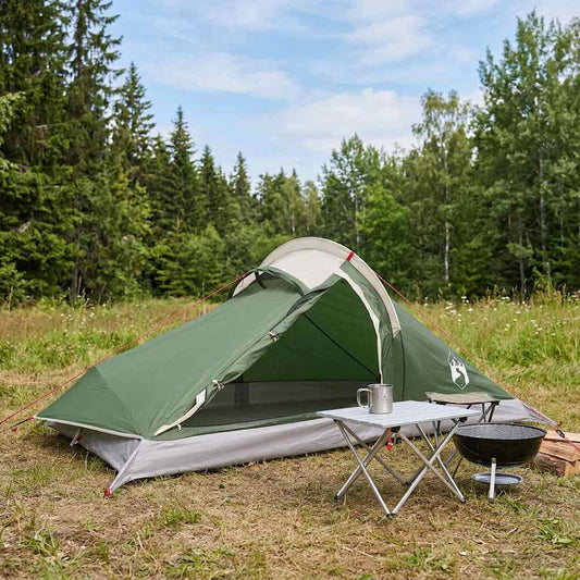 Backpacking Tent 2-Person Green 185T Polyester with PU Coating