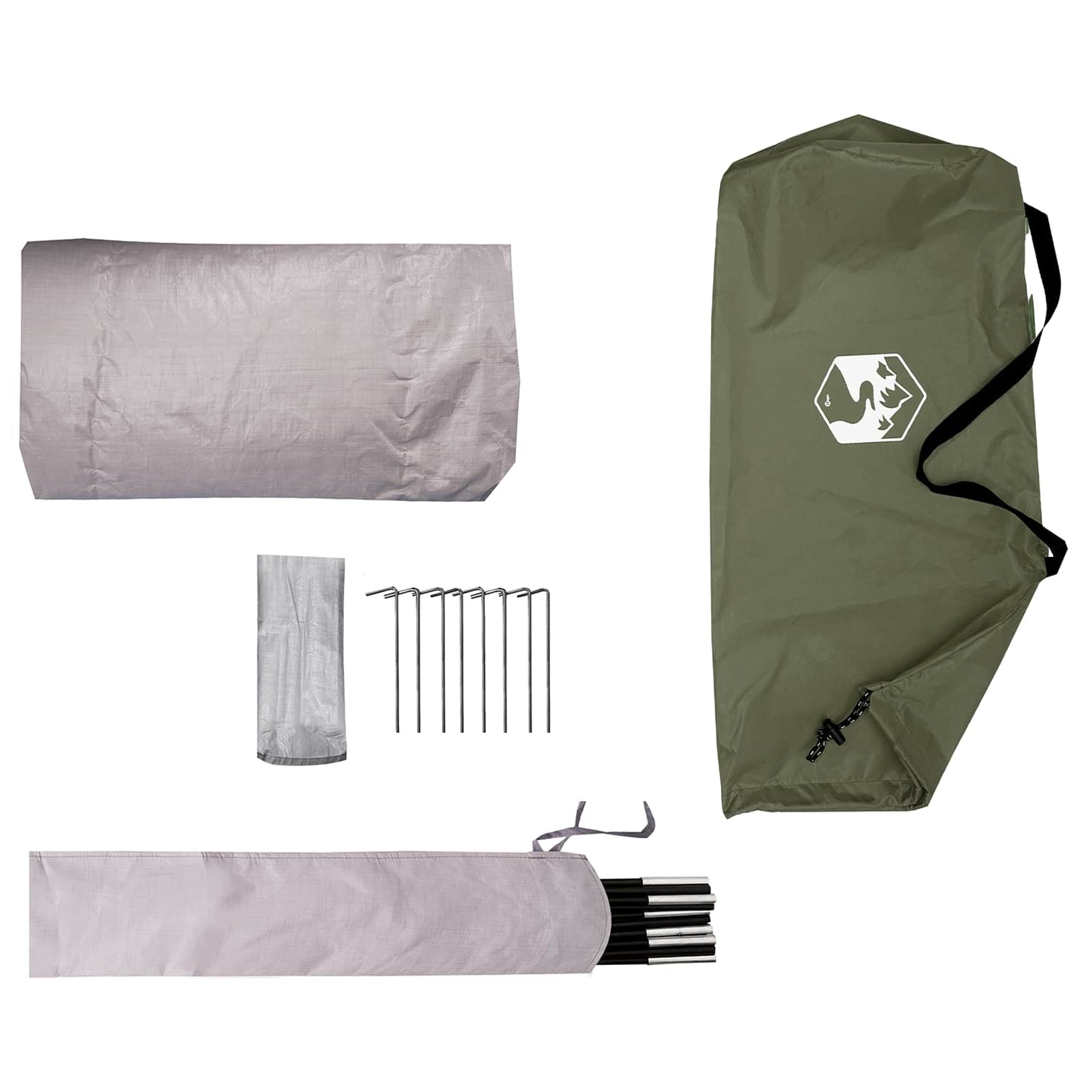 Tunnel Tent 4-Person Olive Green 185T Polyester with PU Coating