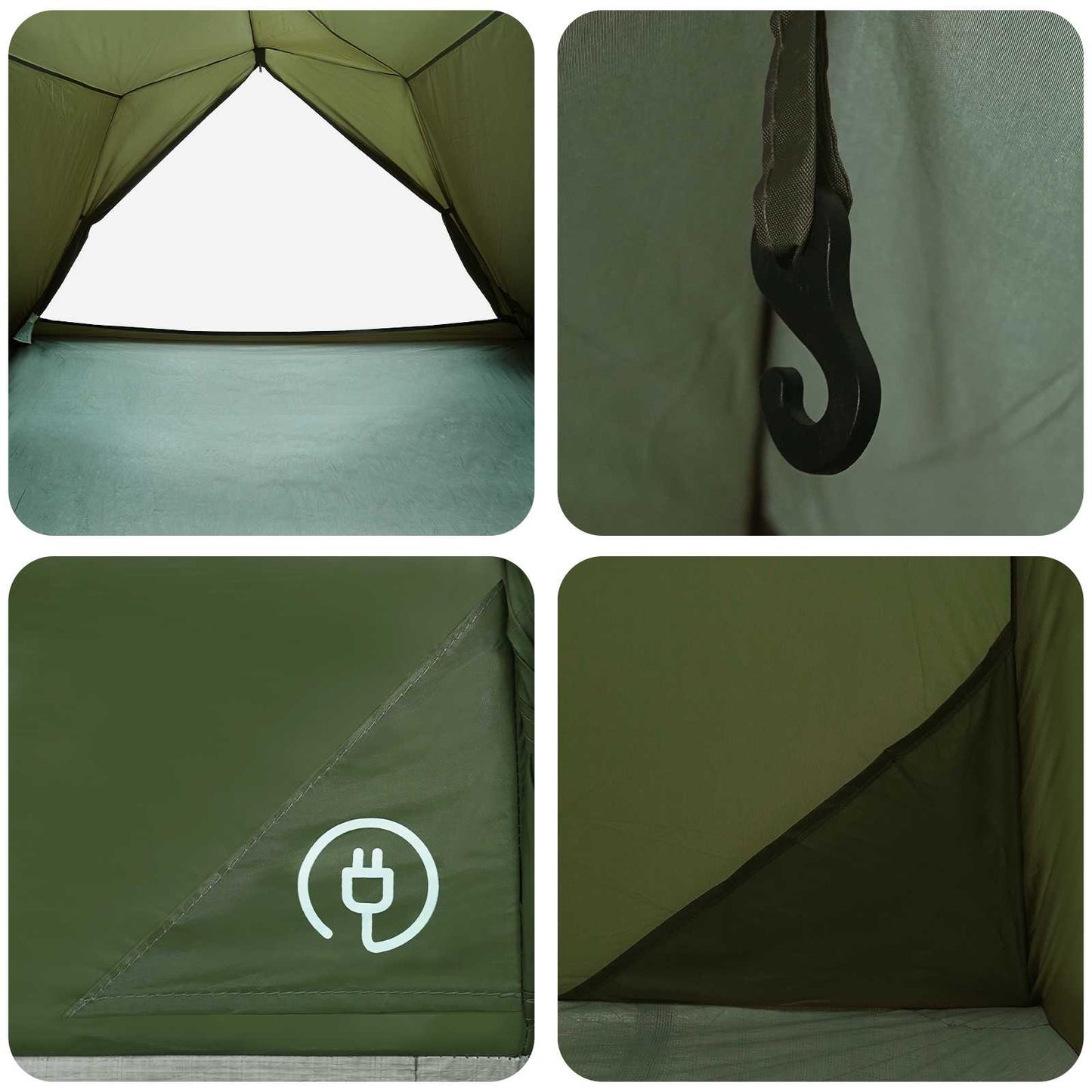 Tunnel Tent 4-Person Olive Green 185T Polyester with PU Coating