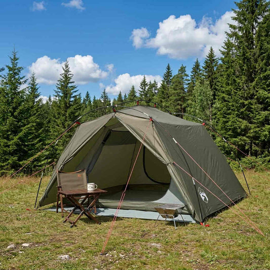 Tunnel Tent 4-Person Olive Green 185T Polyester with PU Coating