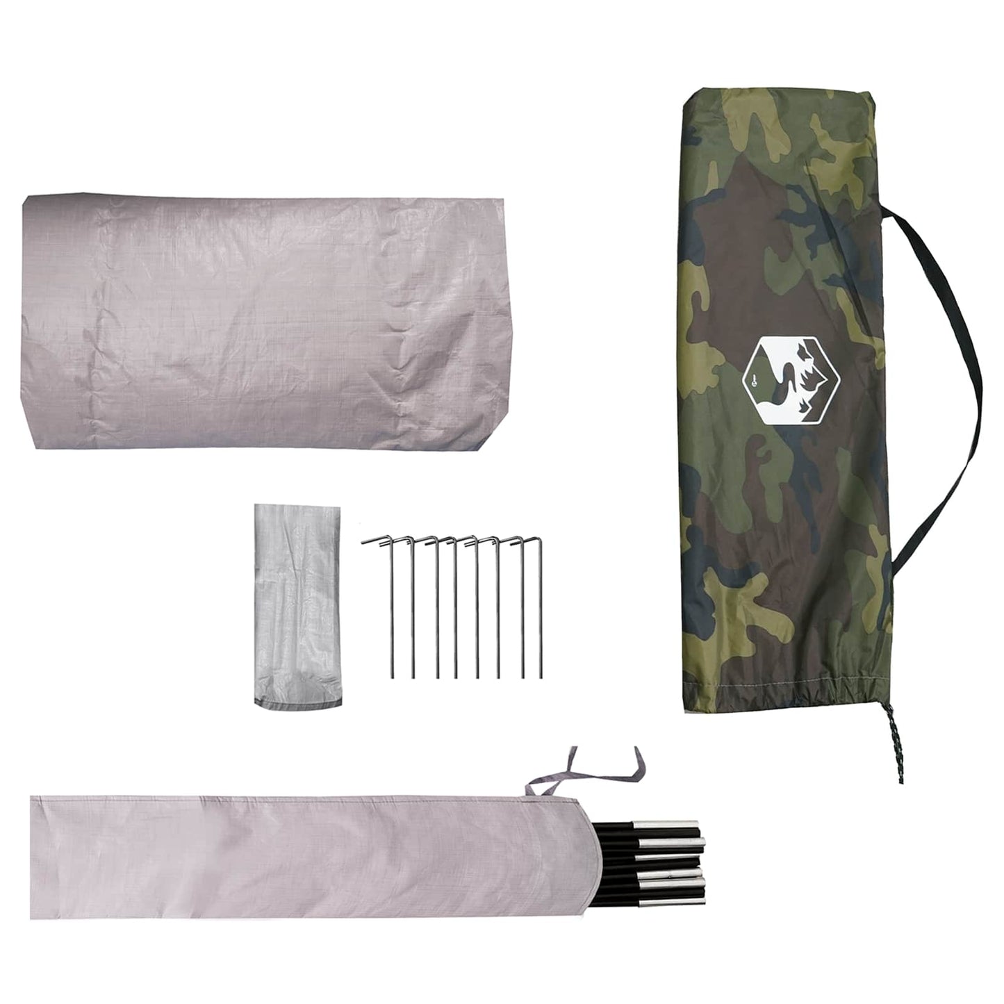 Tunnel Tent 4-Person Camouflage 185T Polyester with PU Coating