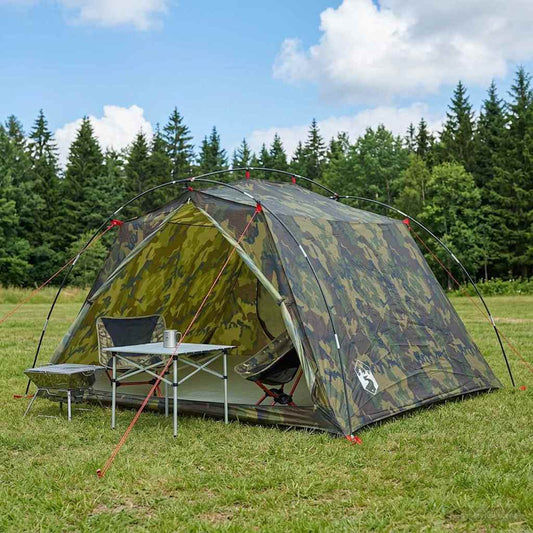 Tunnel Tent 4-Person Camouflage 185T Polyester with PU Coating