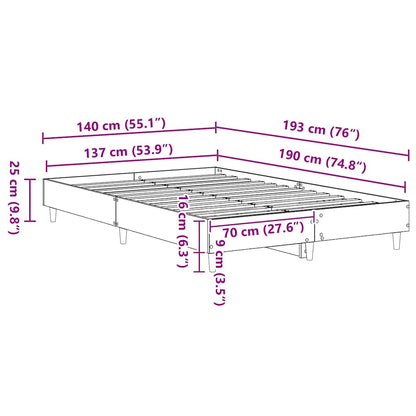 Bed Frame Sonoma 137 x 190 cm Engineered Wood