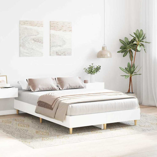 Bed Frame White 137 x 190 cm Engineered Wood