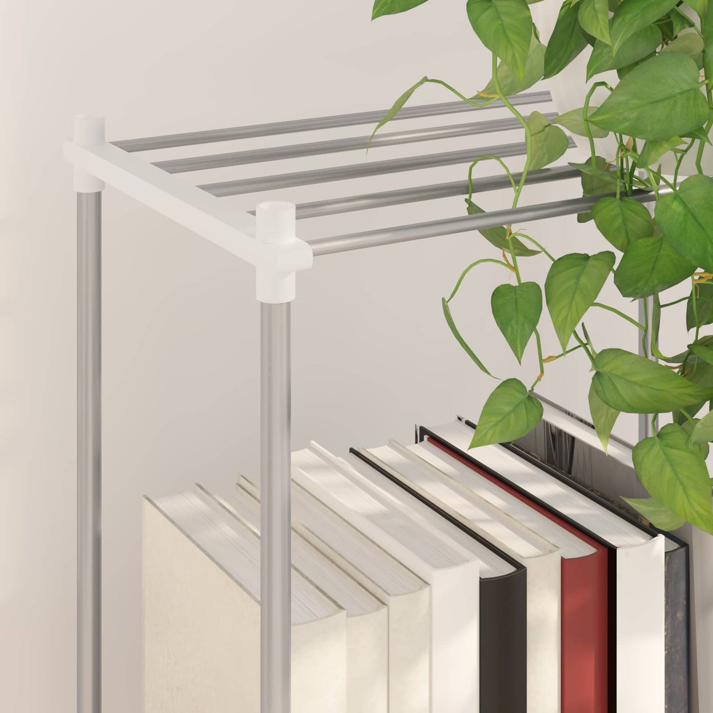Tubular Shelf with Storage White 42.5 x 27 x 91.5 cm Aluminium