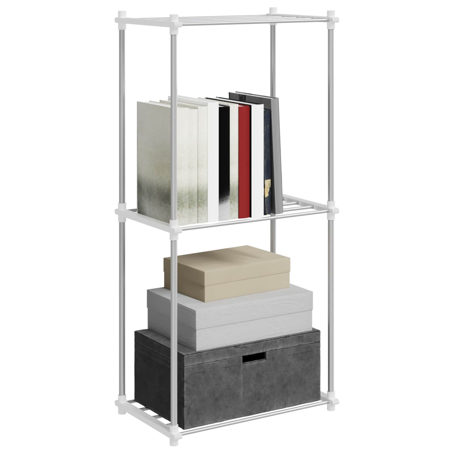 Tubular Shelf with Storage White 42.5 x 27 x 91.5 cm Aluminium
