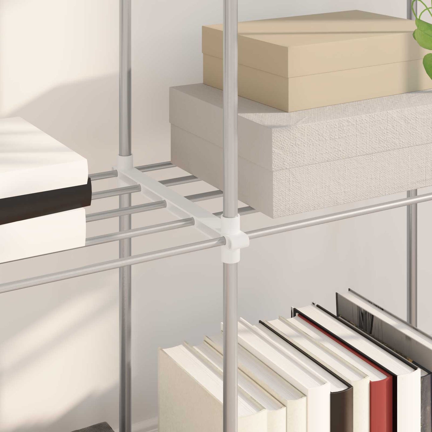 Tubular Shelf with Storage White 86 x 27 x 90 cm Aluminium