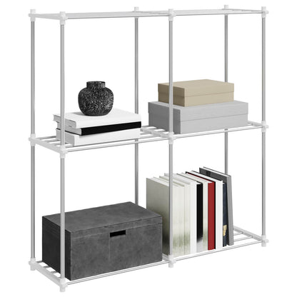 Tubular Shelf with Storage White 86 x 27 x 90 cm Aluminium
