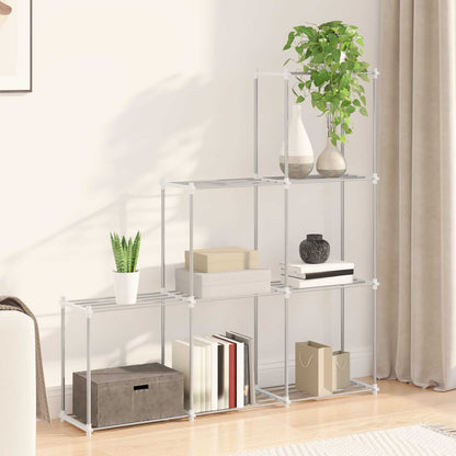 Tubular Shelf with Storage White 129 x 27 x 132 cm Aluminium