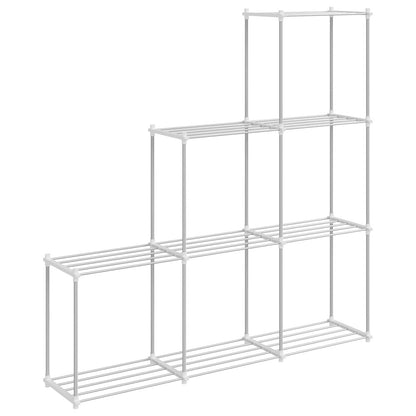 Tubular Shelf with Storage White 129 x 27 x 132 cm Aluminium