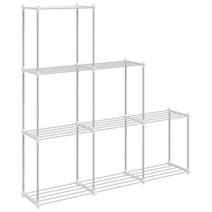 Tubular Shelf with Storage White 129 x 27 x 132 cm Aluminium