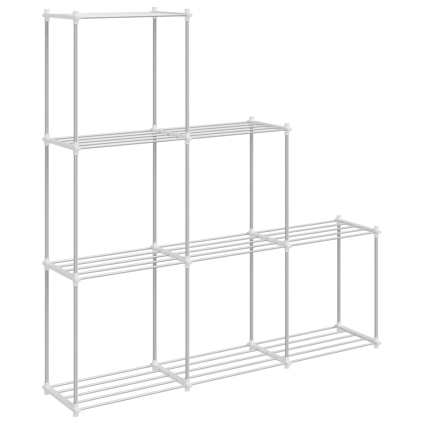 Tubular Shelf with Storage White 129 x 27 x 132 cm Aluminium