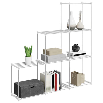 Tubular Shelf with Storage White 129 x 27 x 132 cm Aluminium