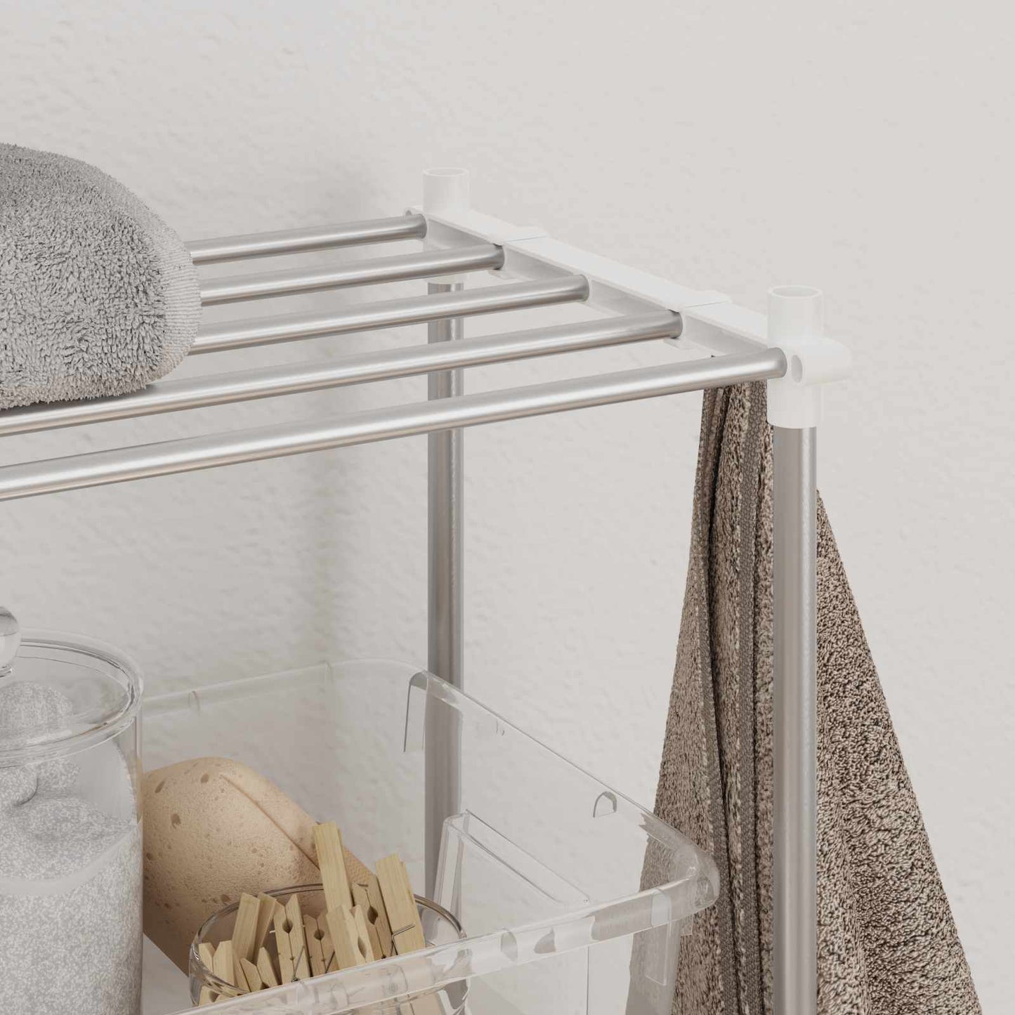 Washing Machine Shelf White 70 x 27 x 136 cm Aluminium