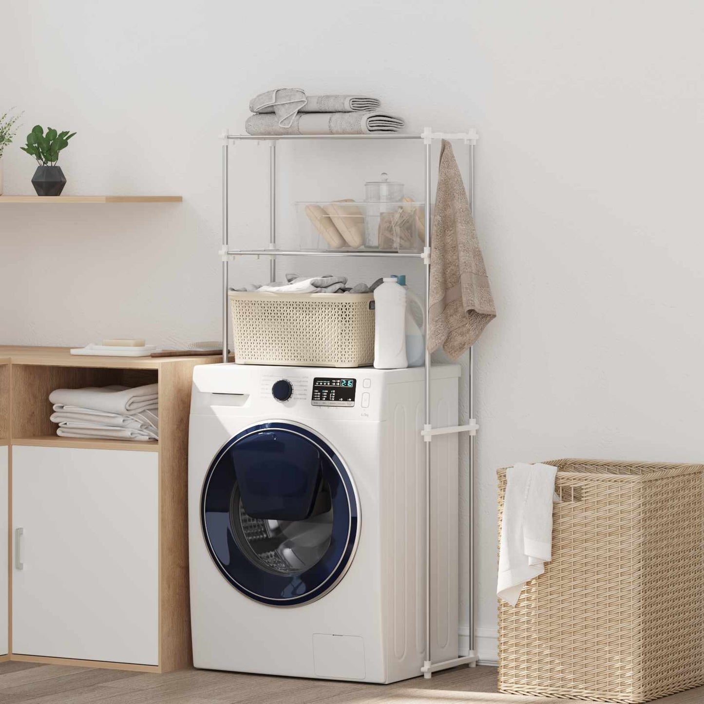 Washing Machine Shelf White 70 x 27 x 136 cm Aluminium
