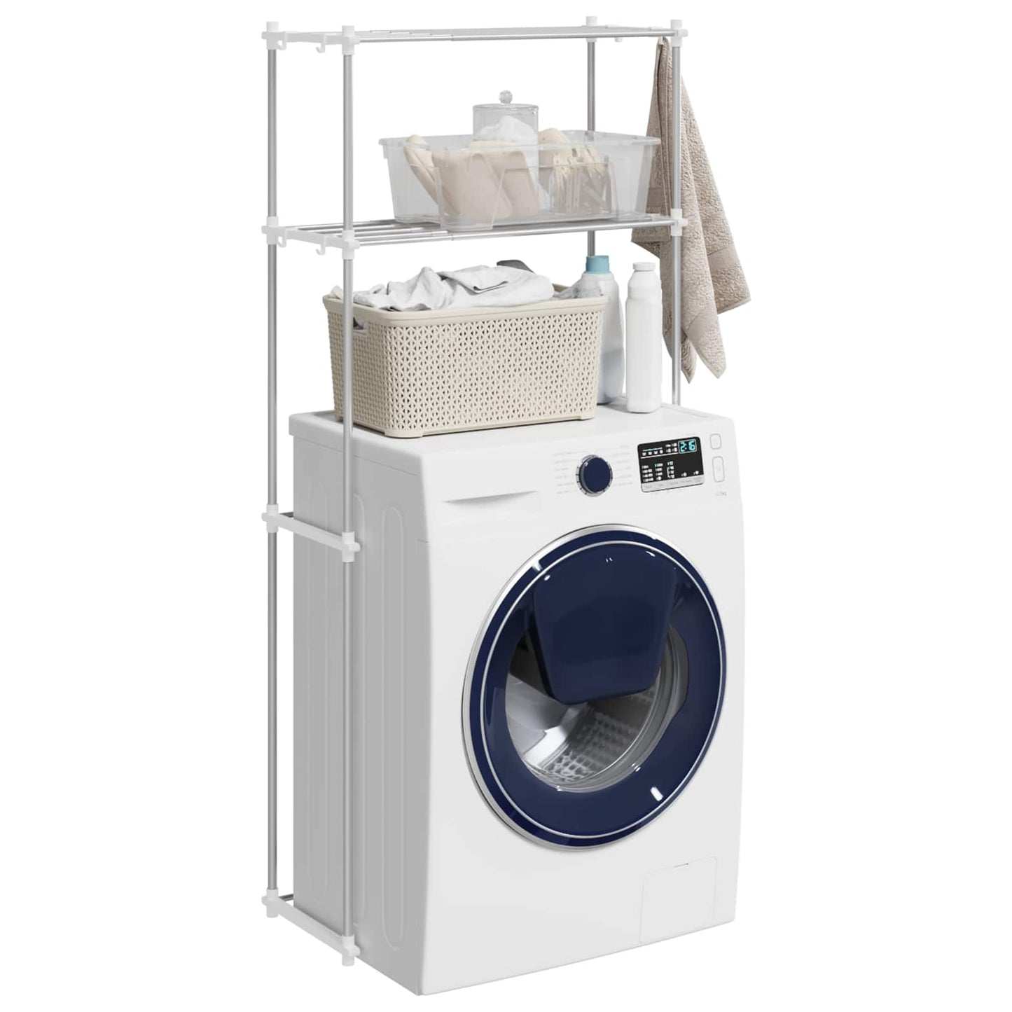 Washing Machine Shelf White 70 x 27 x 136 cm Aluminium