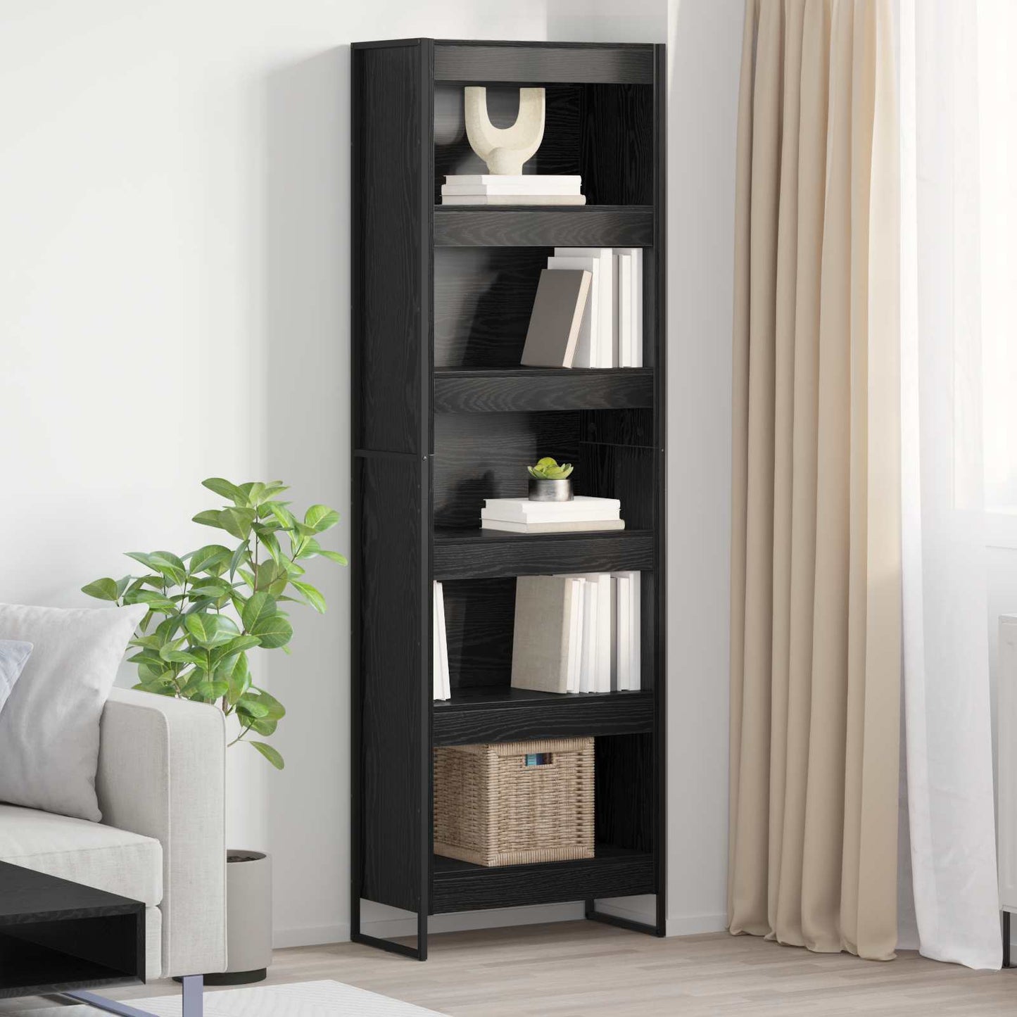 Book Cabinet 60 x 30 x 189.5 cm Engineered Wood Black Oak