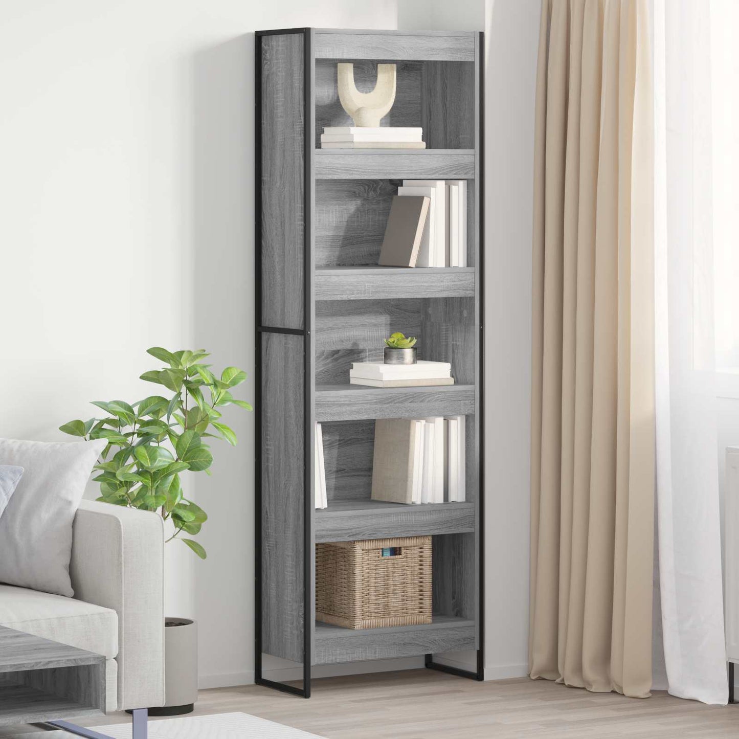 Book Cabinet 60 x 30 x 189.5 cm Engineered Wood Grey Sonoma